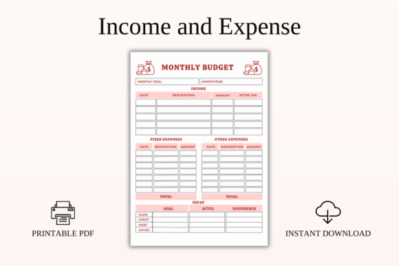 Download Monthly Income and Expense Sheet PDF - Income Collection