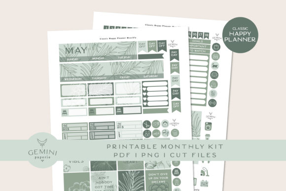 Download Monthly Printable Planner Sticker Kit - Monthly printable planner Collection