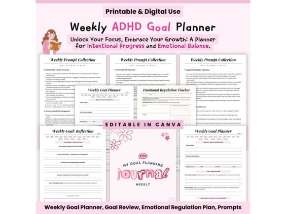 Download ADHD Weekly Goal Planner 2025, New Year - New year Collection