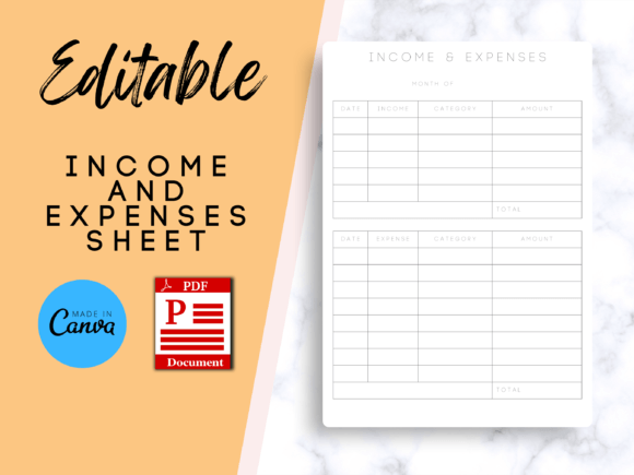 Download Editable Income and Expense Sheet - Income Collection