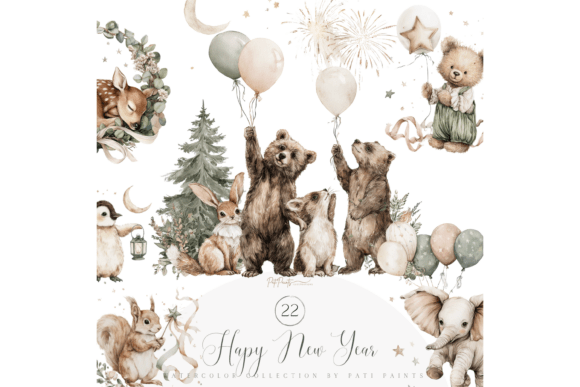 Download Watercolor Woodland New Year - New year Collection