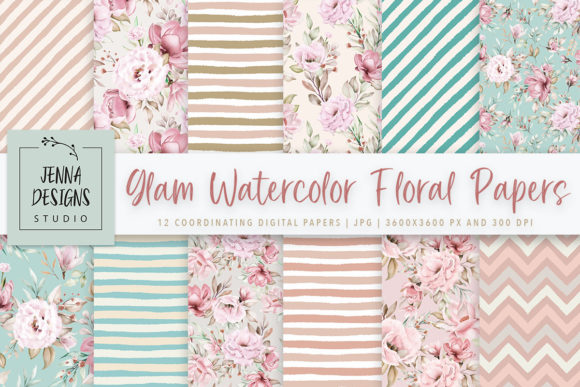 Download Glam Watercolor Florals Paper Pack - Florals Collection